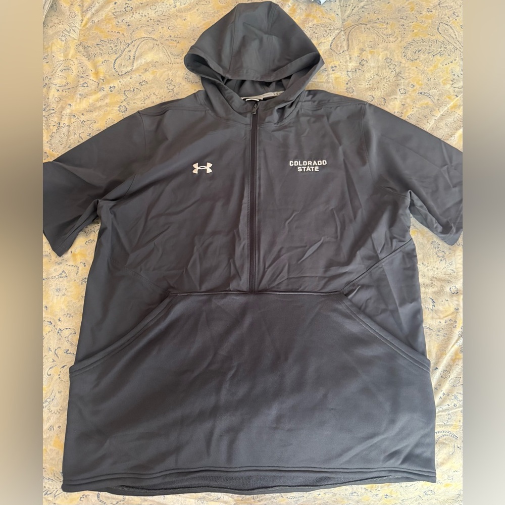 Men’s Gray Colorado State Utility Under Armour Short Sleeve Hoodie Jacket (XL)